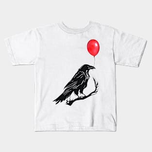 The Crow And Red Balloons Kids T-Shirt